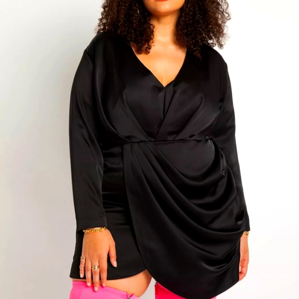 Eloquii Satin Draped Mini Dress